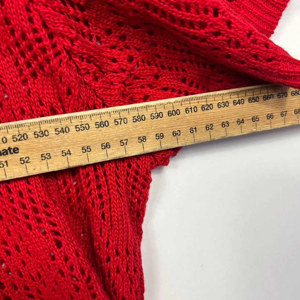 Millers Red Cotton Crochet Knit Cardigan Top - Size L - Image 6