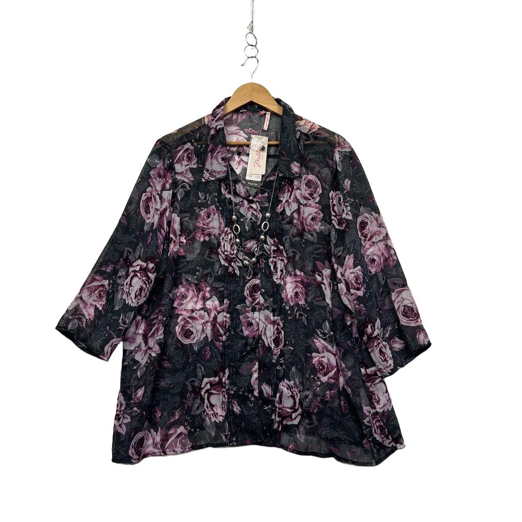 Millers Woman Purple Floral Top - Size 22
