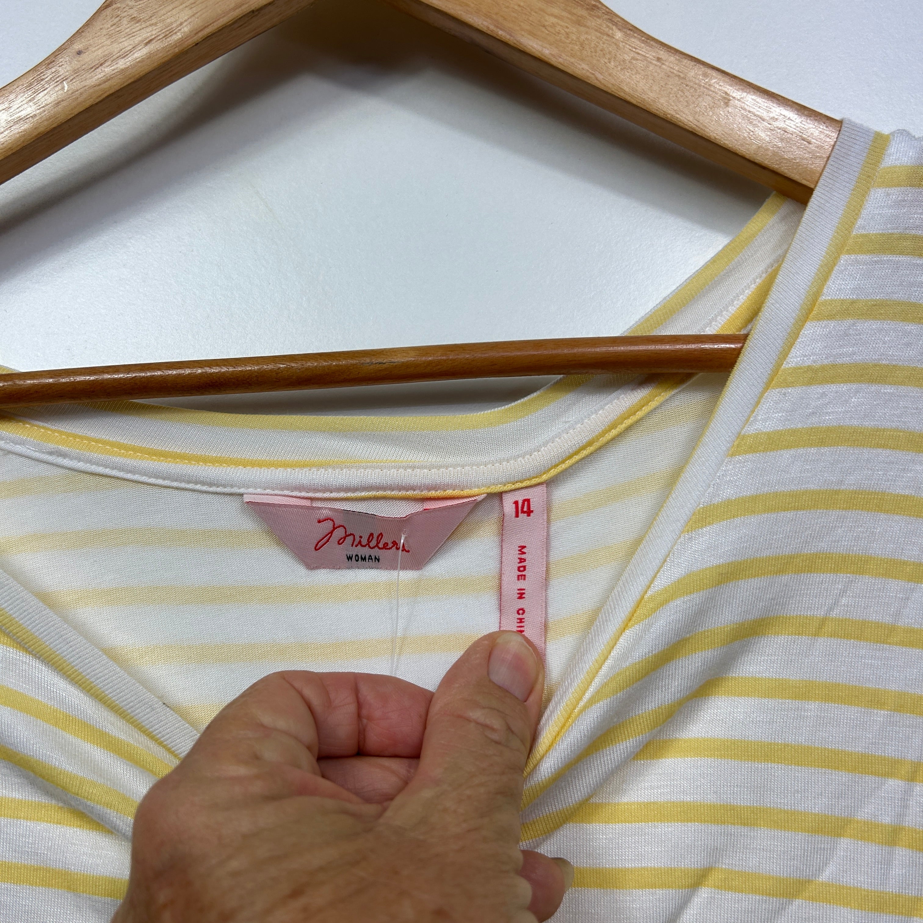 Millers Yellow White Striped Casual Top - Size 14 - Image 3