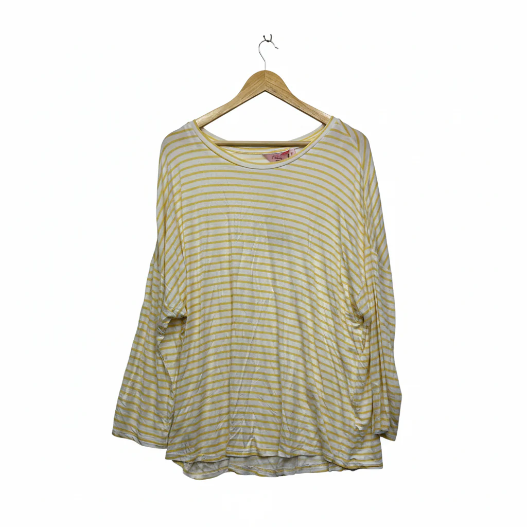 Millers Yellow White Striped Casual Top - Size 20