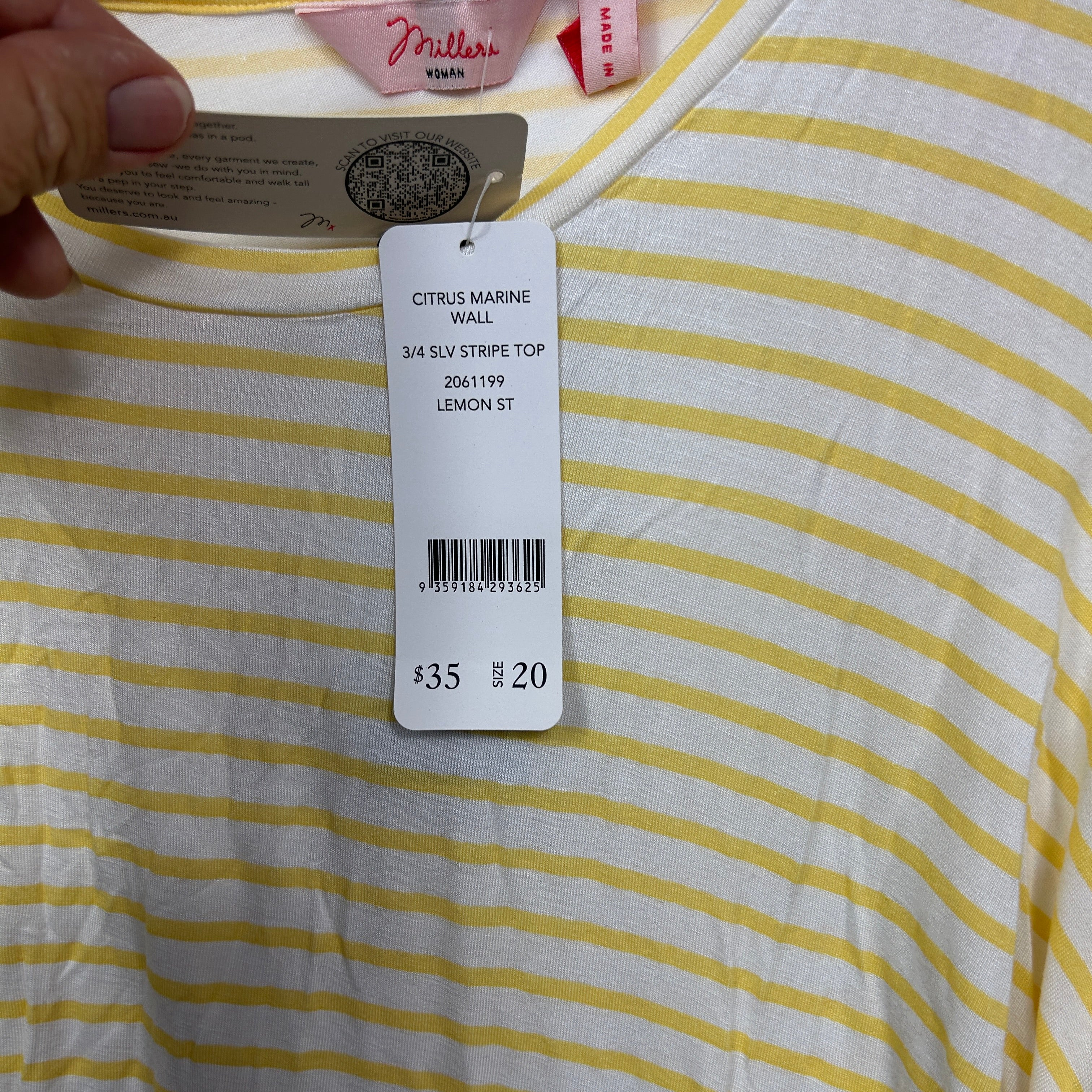 Millers Yellow White Striped Casual Top - Size 20 - Image 4