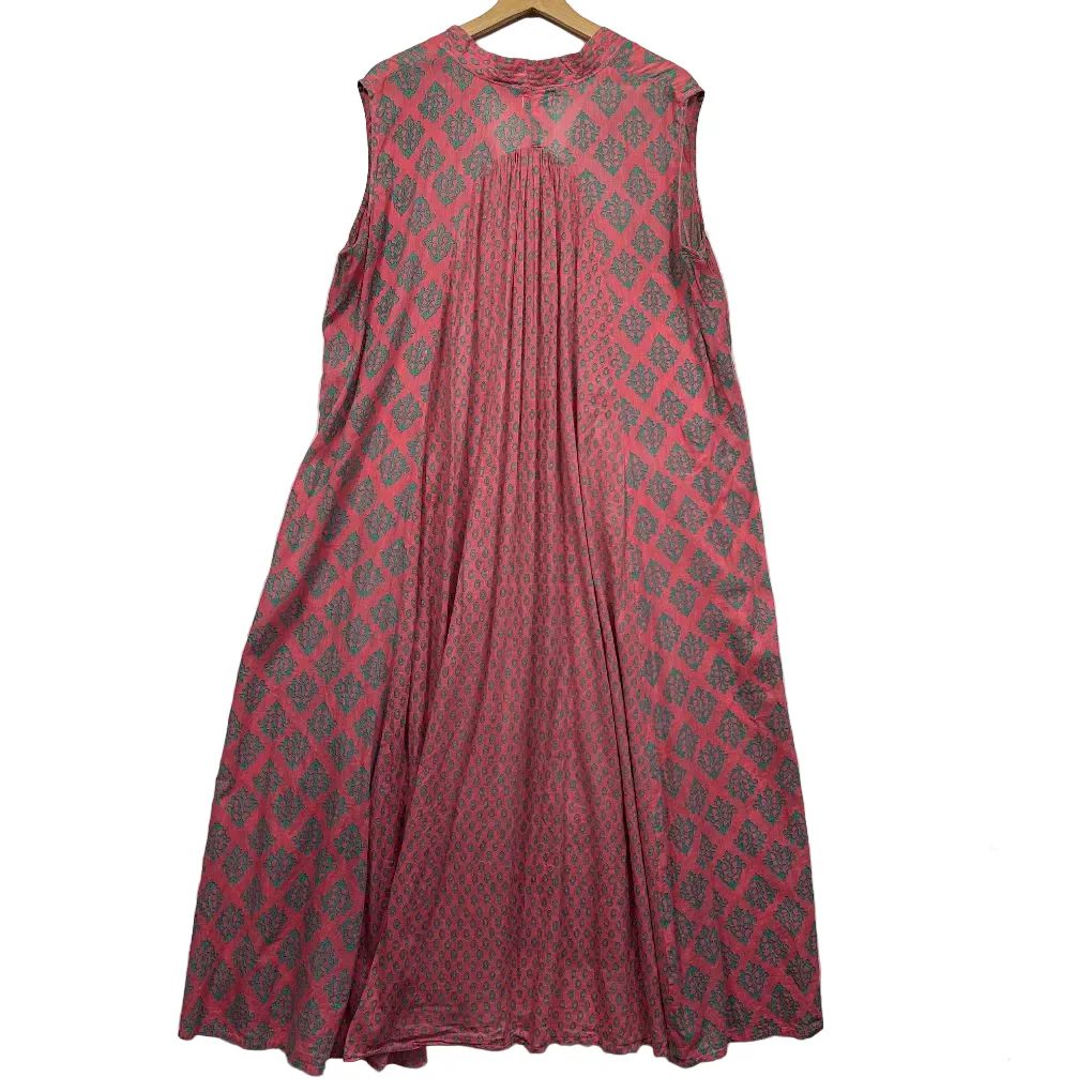 Mozaic Pink Geometric Cotton Maxi Dress - Size XL - Image 4