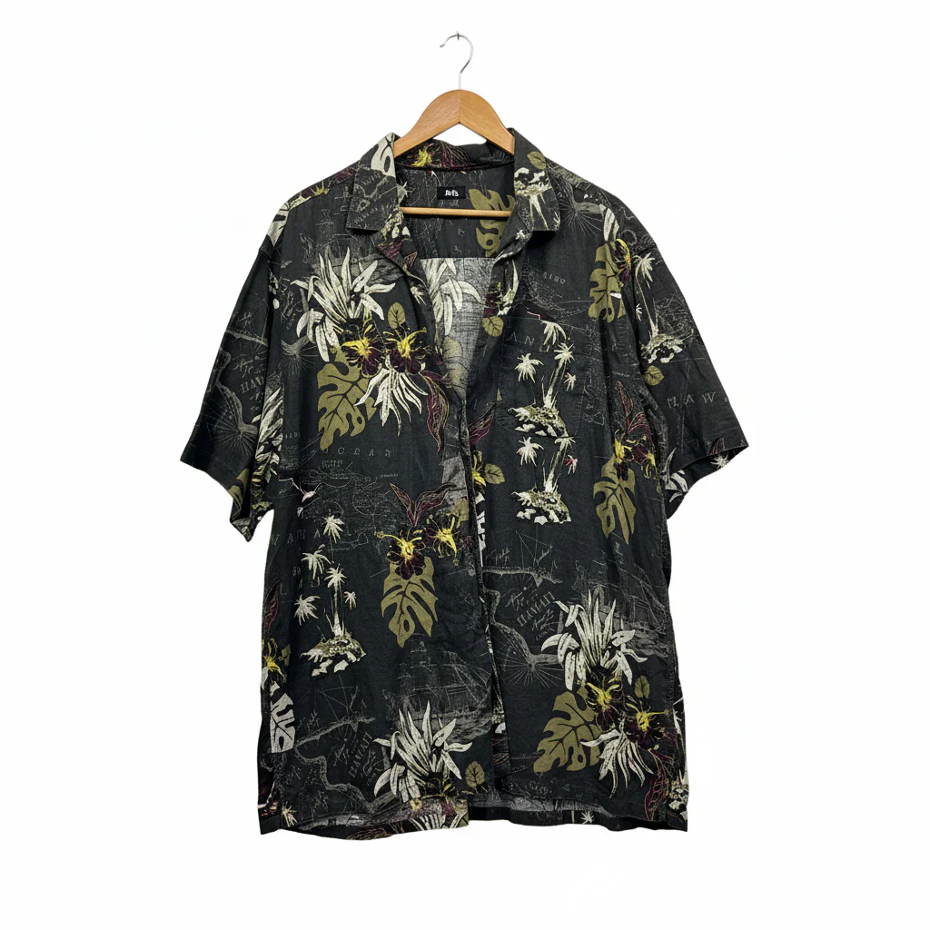 Mr Big Black Tropical Print Shirt - Size 6XL