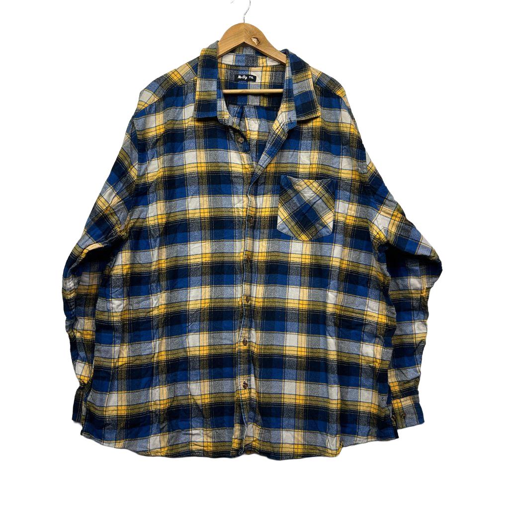 Mr Big Blue Cotton Plaid Flannel Shirt - Size 7XL
