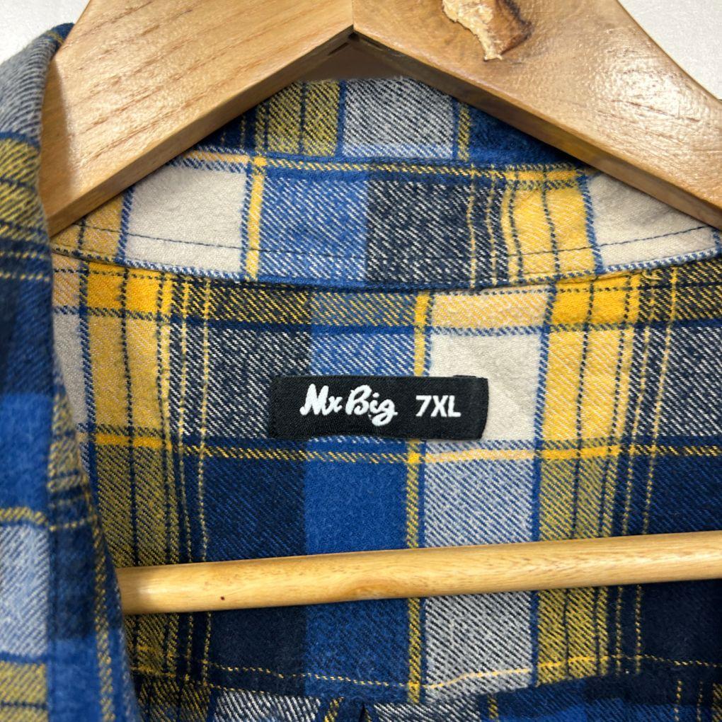 Mr Big Blue Cotton Plaid Flannel Shirt - Size 7XL - Image 2