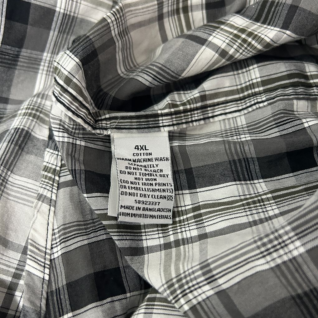 Mr Big Grey Plaid Cotton Shirt - Size 4XL - Image 2