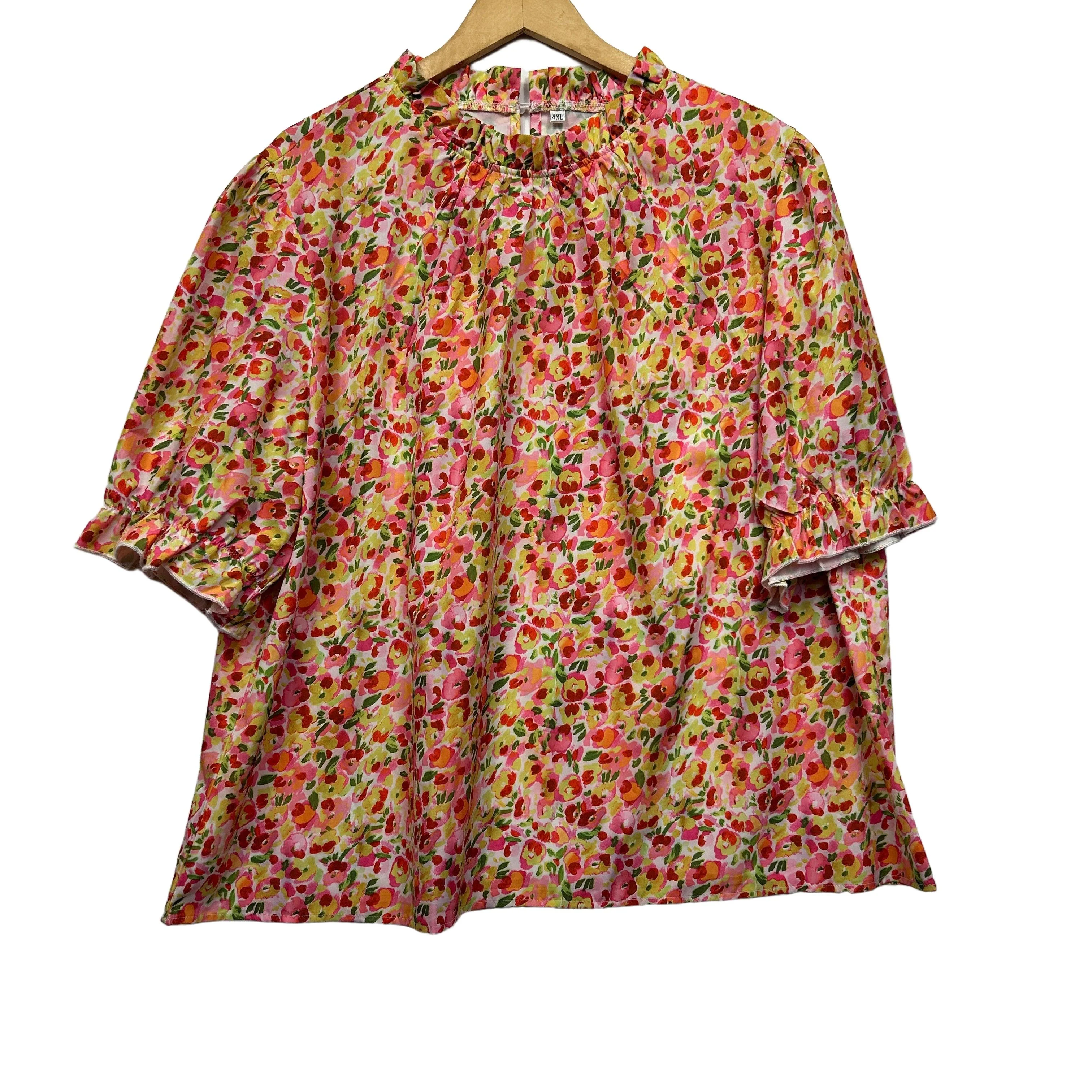Multicoloured Floral Top - Size 4XL