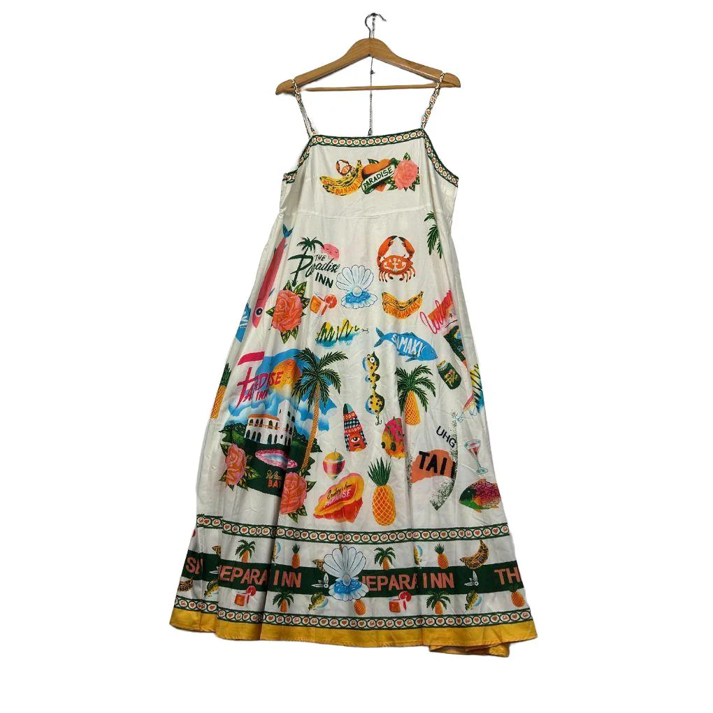 Multicoloured Tropical Print Maxi Dress - Size XXL