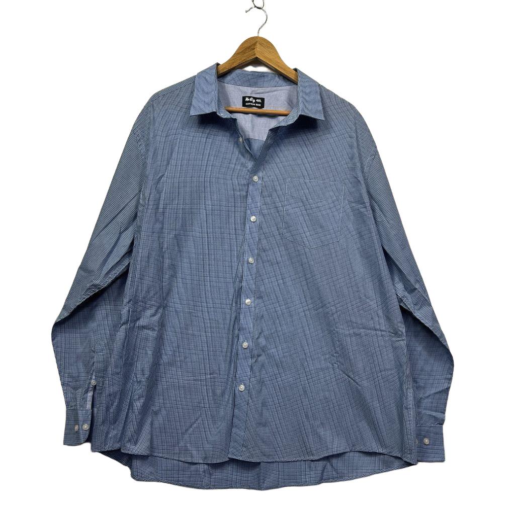 Mr Big Blue Gingham Cotton Button-Front Shirt - Size 4XL