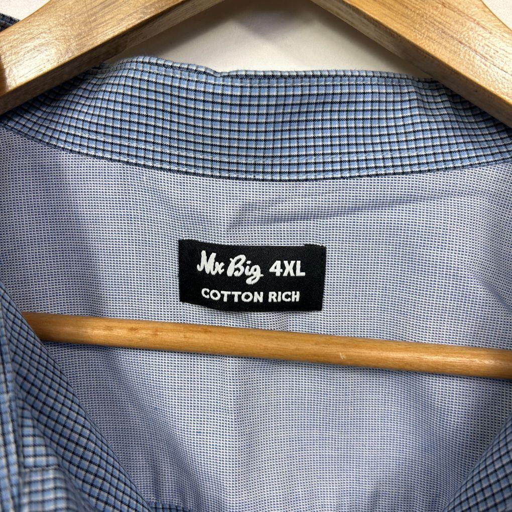 Mr Big Blue Gingham Cotton Button-Front Shirt - Size 4XL - Image 2