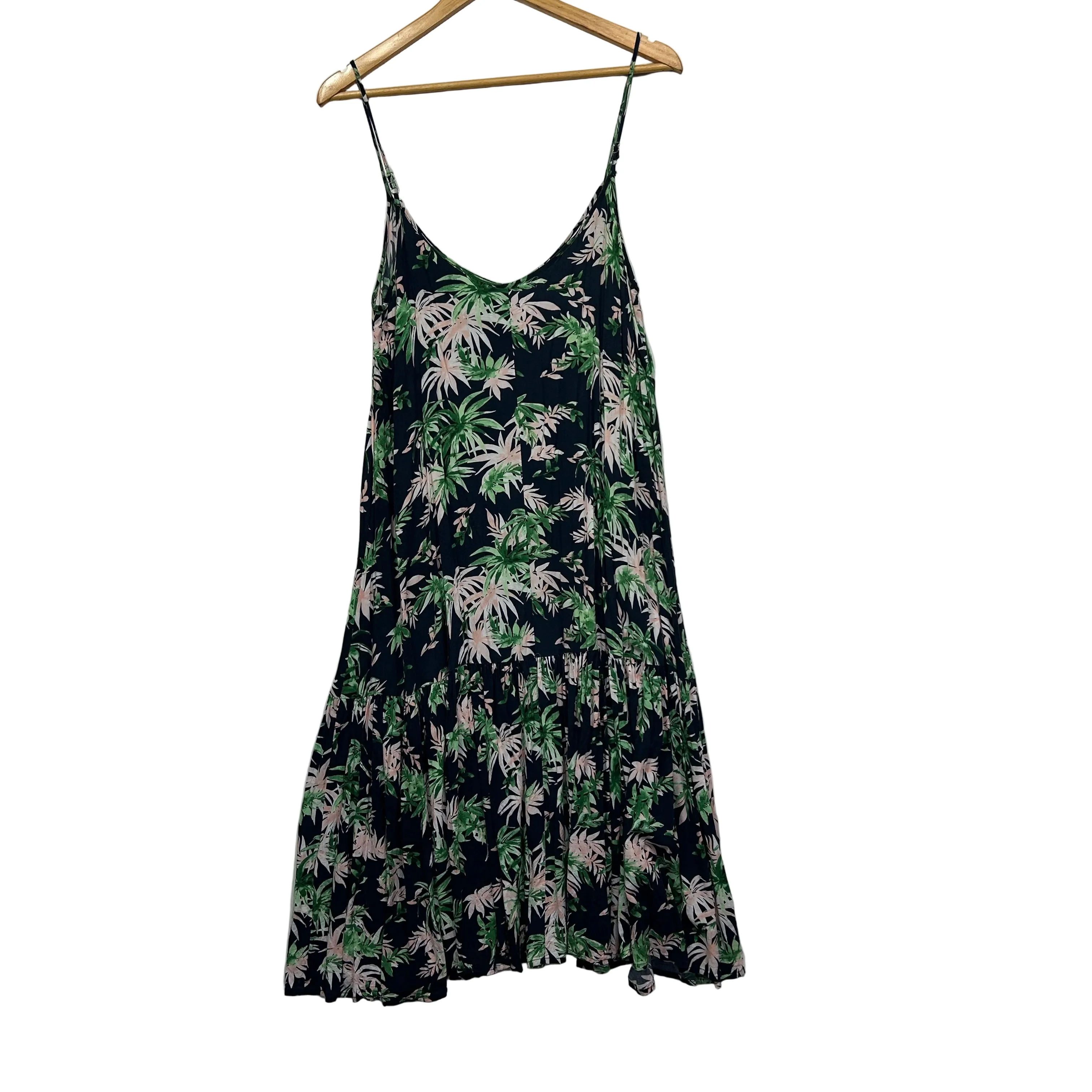 Haven Navy Green and Pink Tropical Print Dress - Size 14 - Image 2