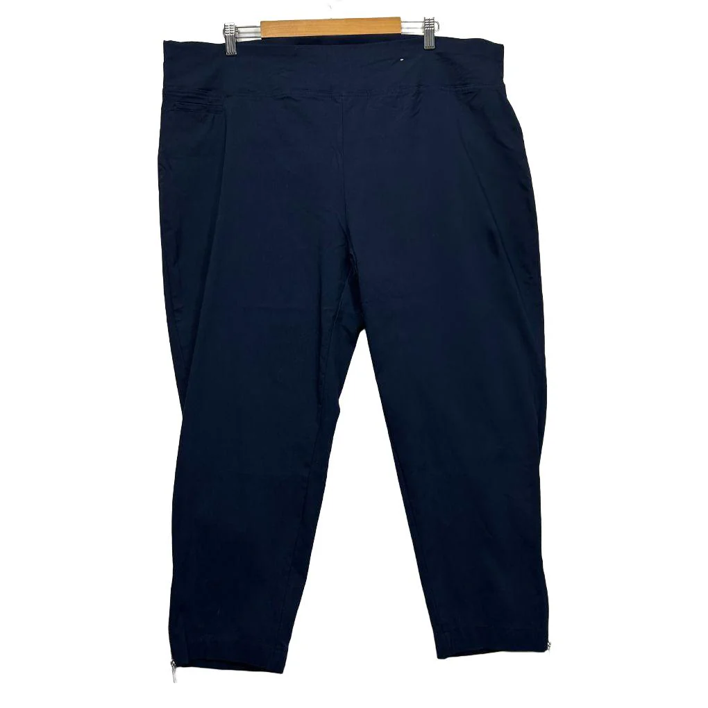 Autograph Navy Slim Leg Pants with Ankle Zip - Size 24