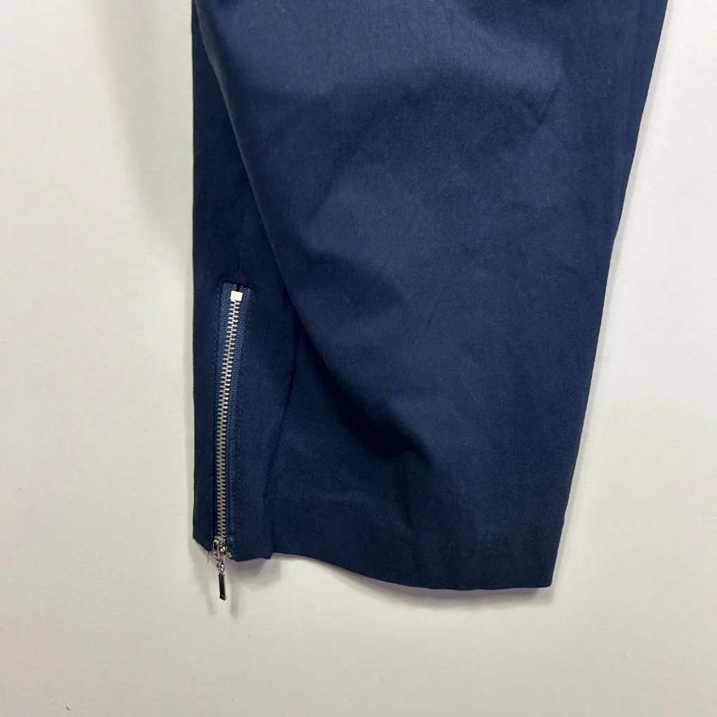 Autograph Navy Slim Leg Pants with Ankle Zip - Size 24 - Image 3
