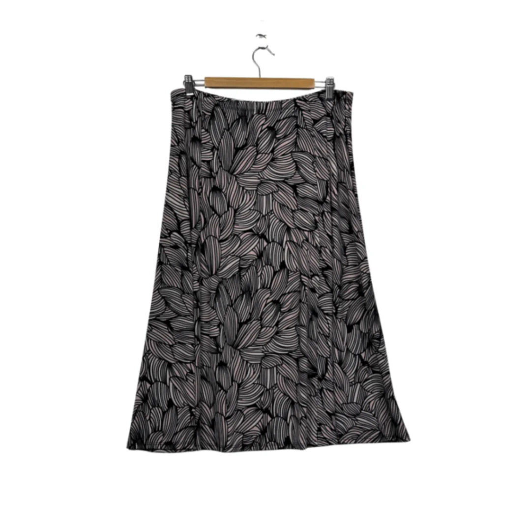 New Noni B Black Puff Print Midi Stretch Waistband A-Line Skirt Size 14