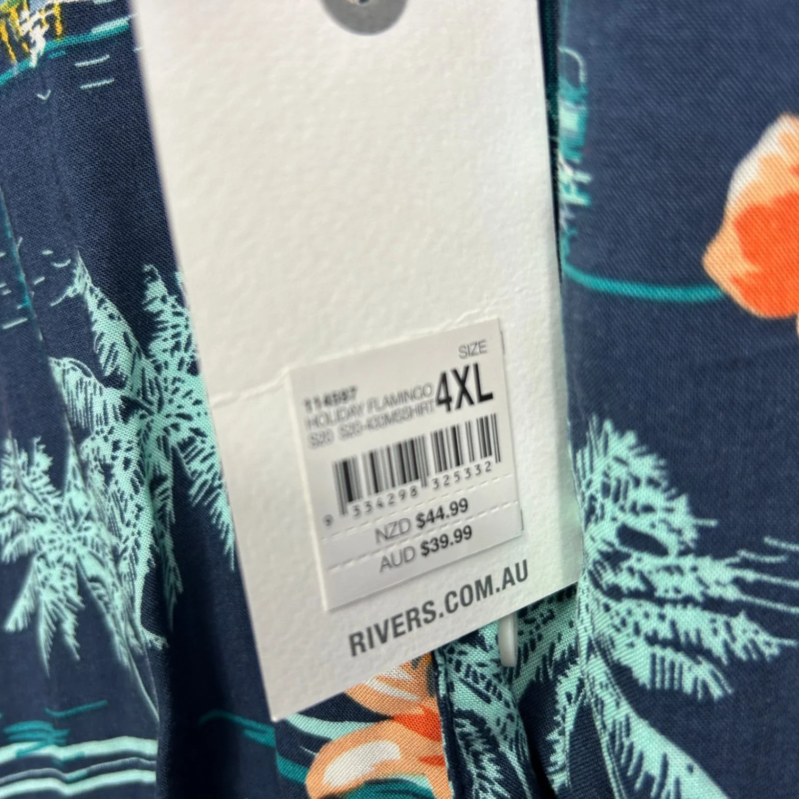 New Rivers Hawaiian Shirt 4XL Navy Blue Viscose Tropical Holiday - Image 5