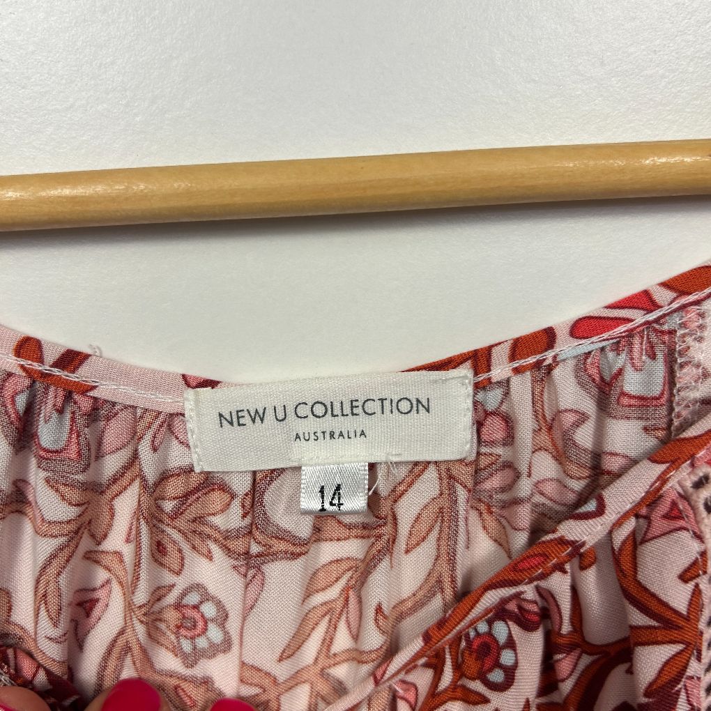 New U Collection Red Floral Boho Dress - Size 14 - Image 2