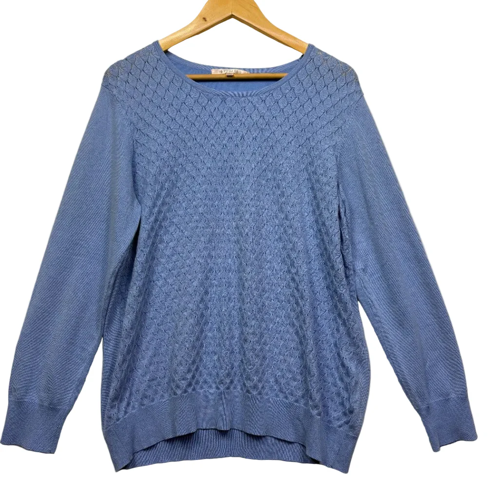 Noni B Blue Pointelle Knit Jumper - Size XL