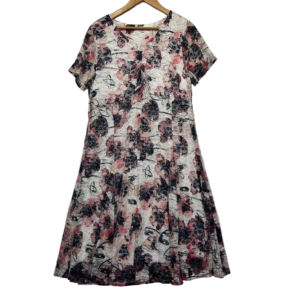 Noni B Pink Floral Lace Dress - Size 1XL