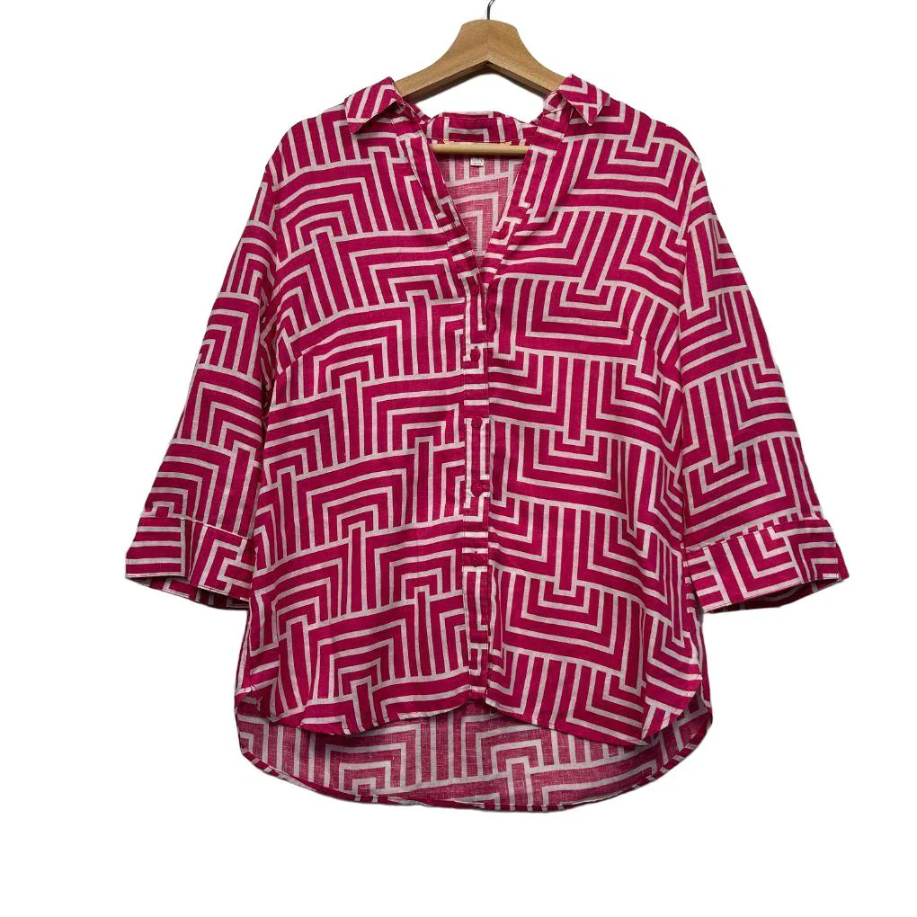 Noni B Pink Linen Shirt - Size 12