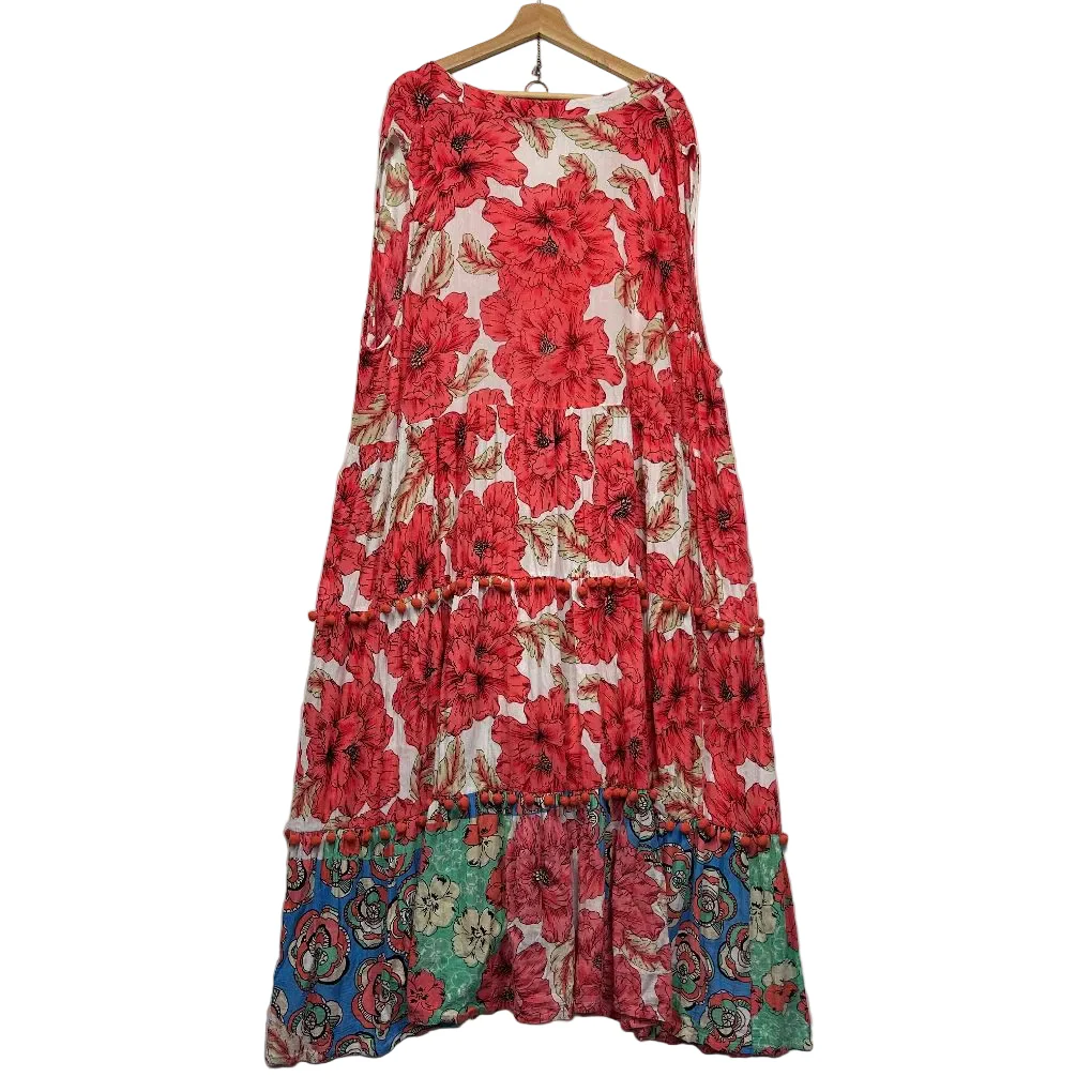 Orientique Red Floral Maxi Tiered Dress - Size 24 - Image 2