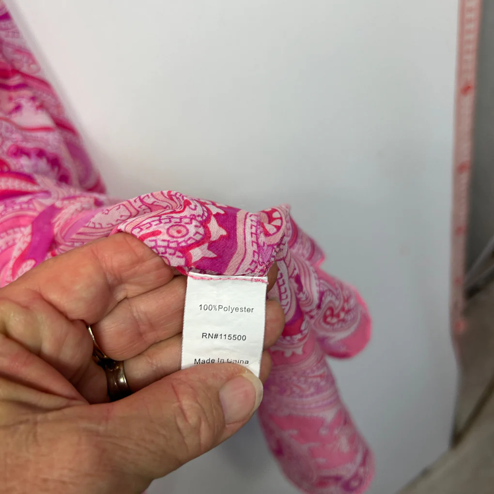 Pink Paisley Print V-Neck Kaftan - One Size - Image 3