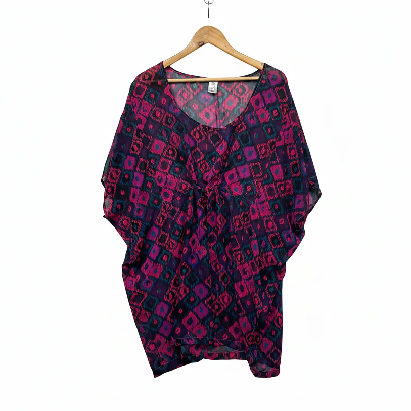 Target Pink Purple and Teal Ikat Print Kaftan - Size 18
