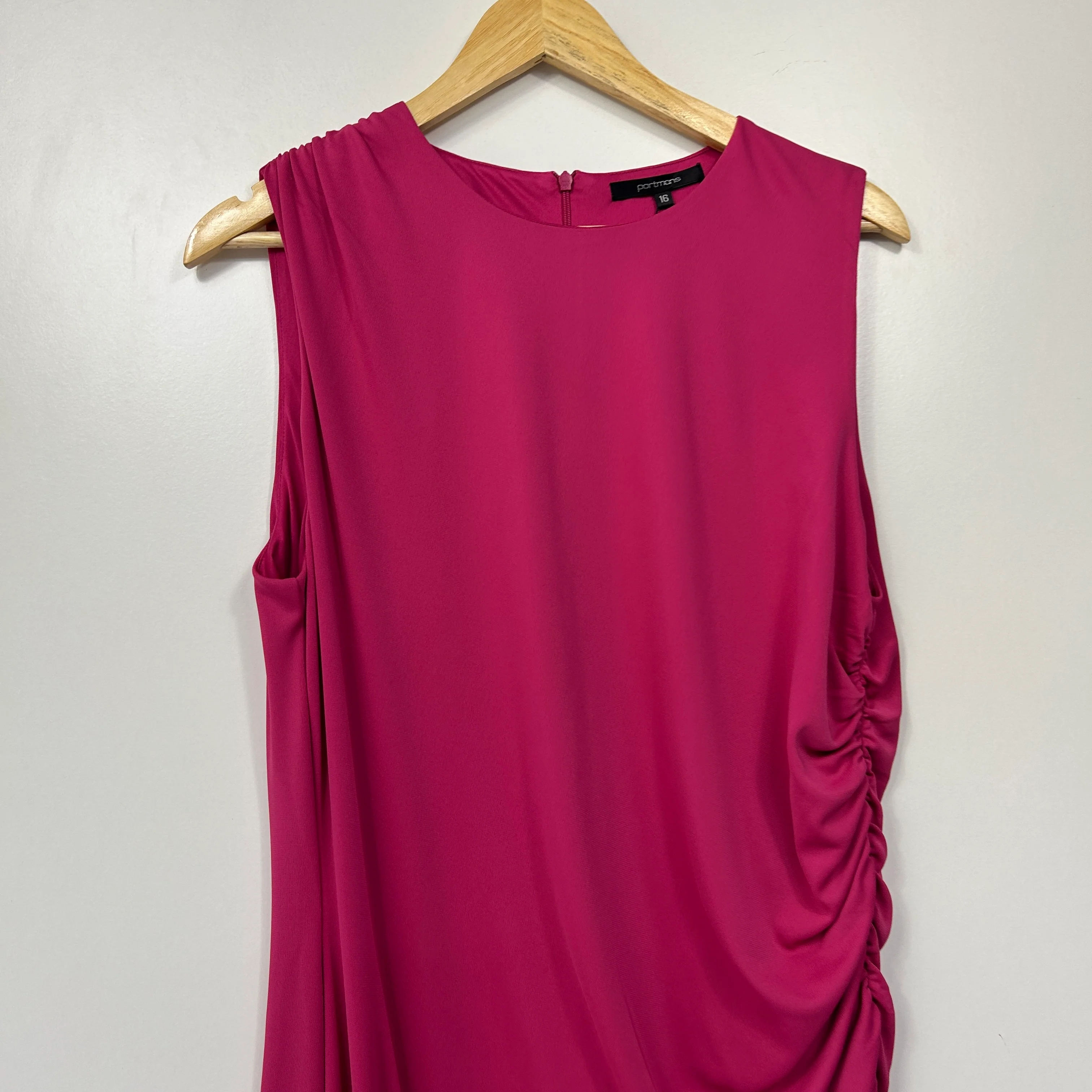 Portmans Berry Sorbet Pink Asymmetric Draped Dress - Size 16 - Image 2