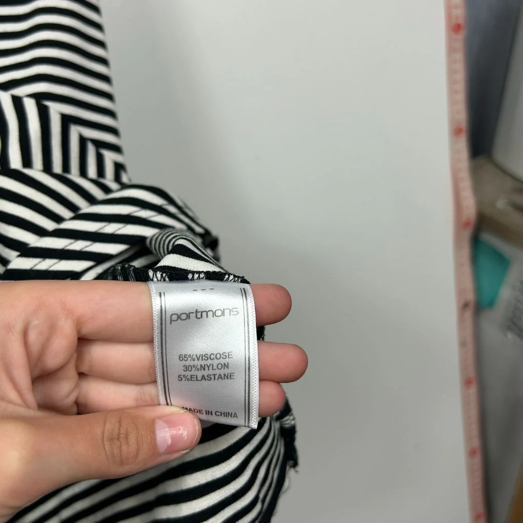 Portmans Black and White Striped Skirt - Size L - Image 4