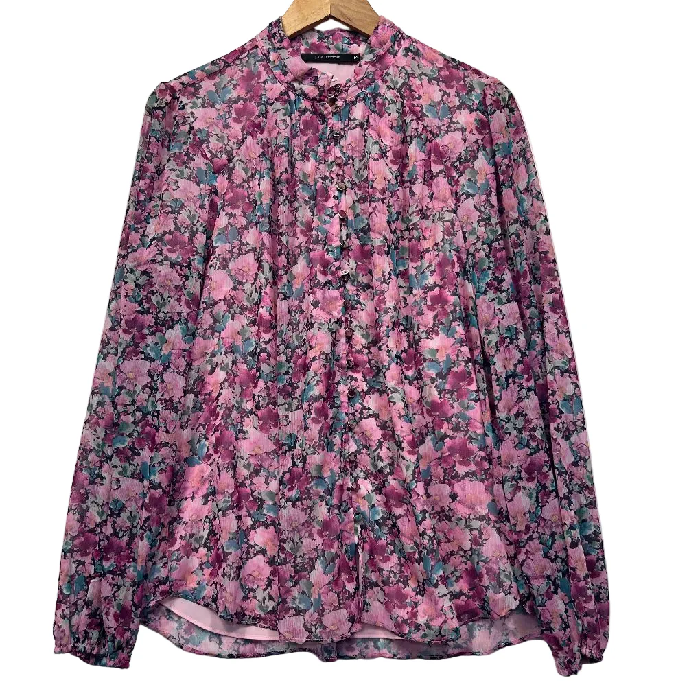 Portmans Pink Floral Blouse - Size 14