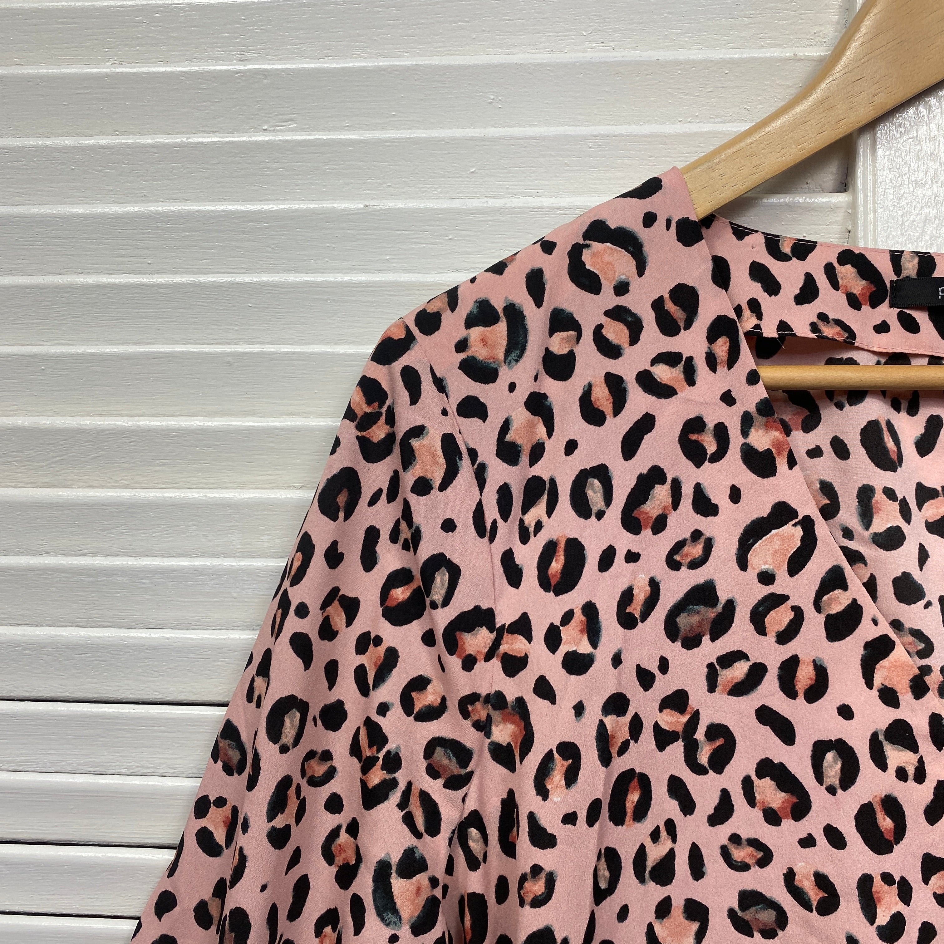 Portmans Top Size 14 Pink Long Sleeve Animal Print - Image 3