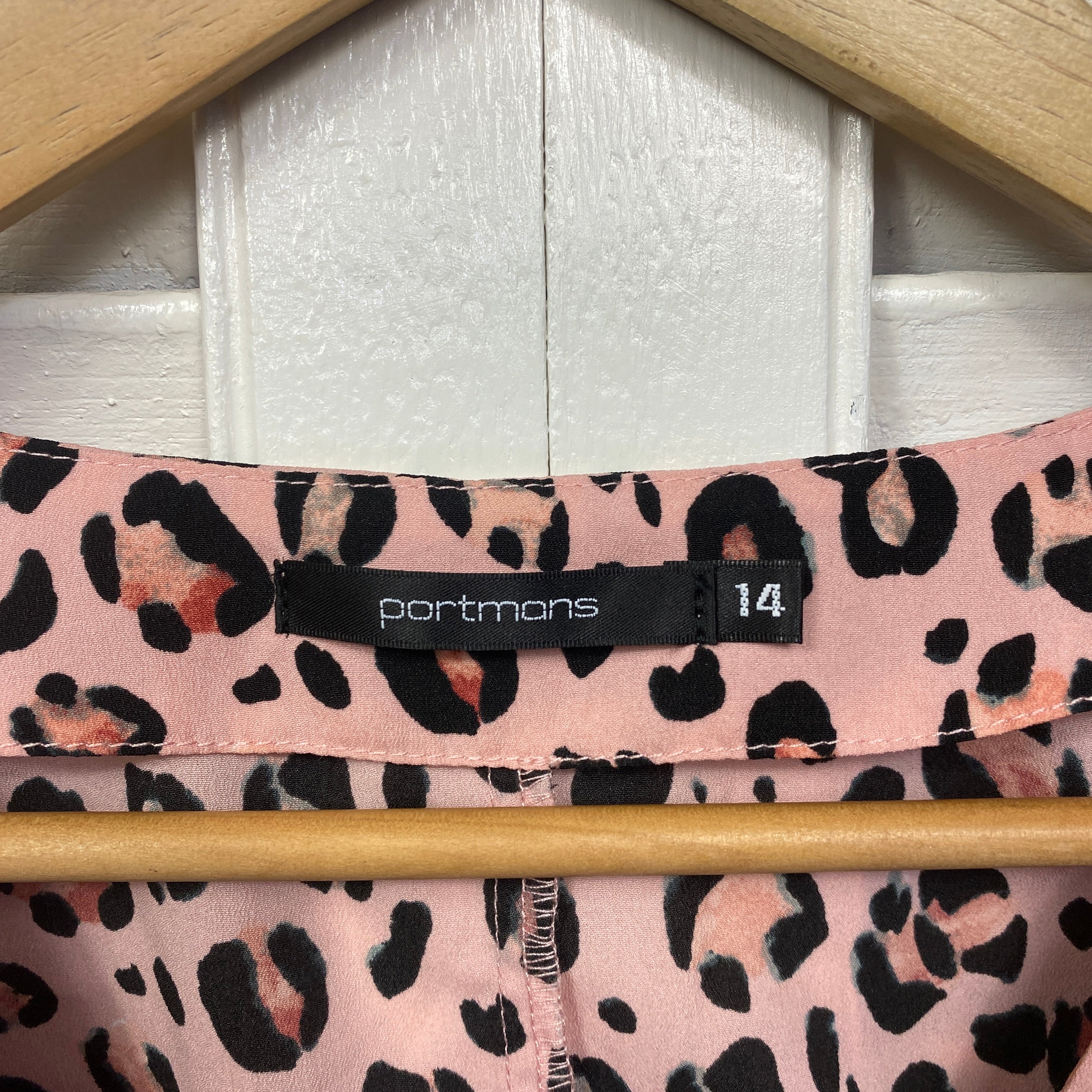 Portmans Top Size 14 Pink Long Sleeve Animal Print - Image 4
