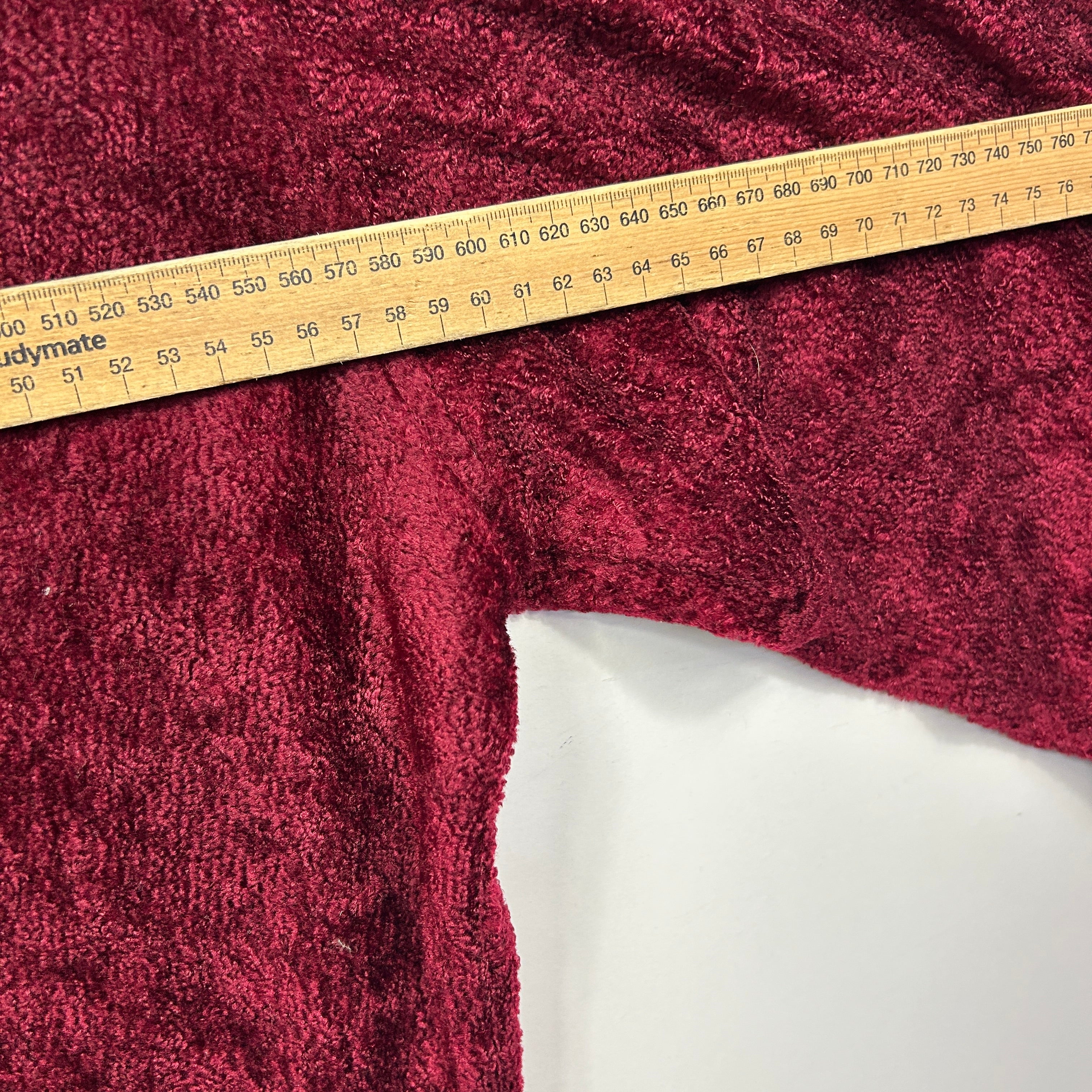 Vintage Postie Fashion Burgundy Chenille Polo Top - Size XL - Image 5