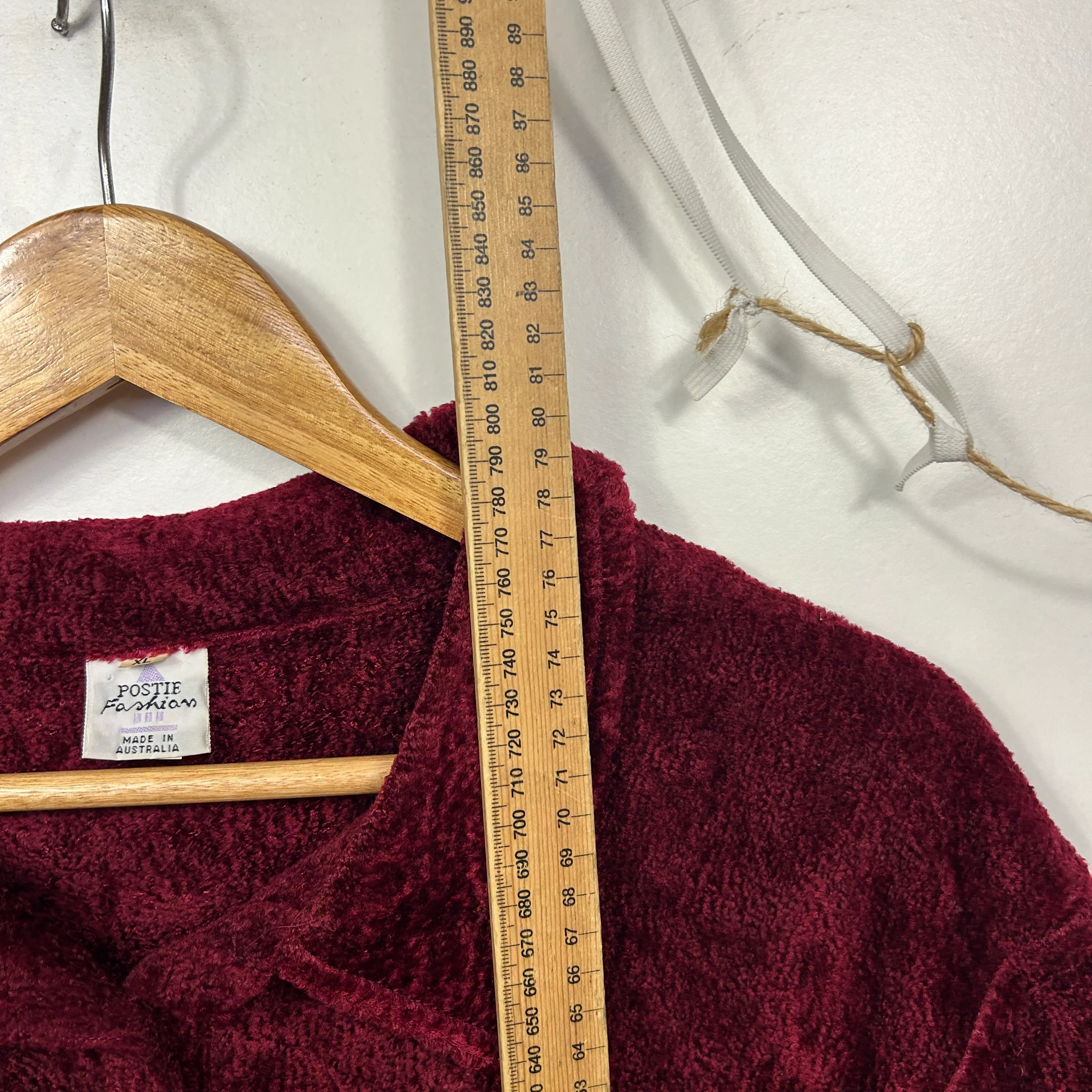 Vintage Postie Fashion Burgundy Chenille Polo Top - Size XL - Image 6