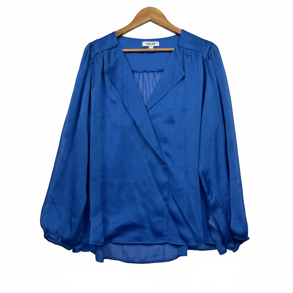 Preview Blue Balloon Sleeve Blouse - Size 18