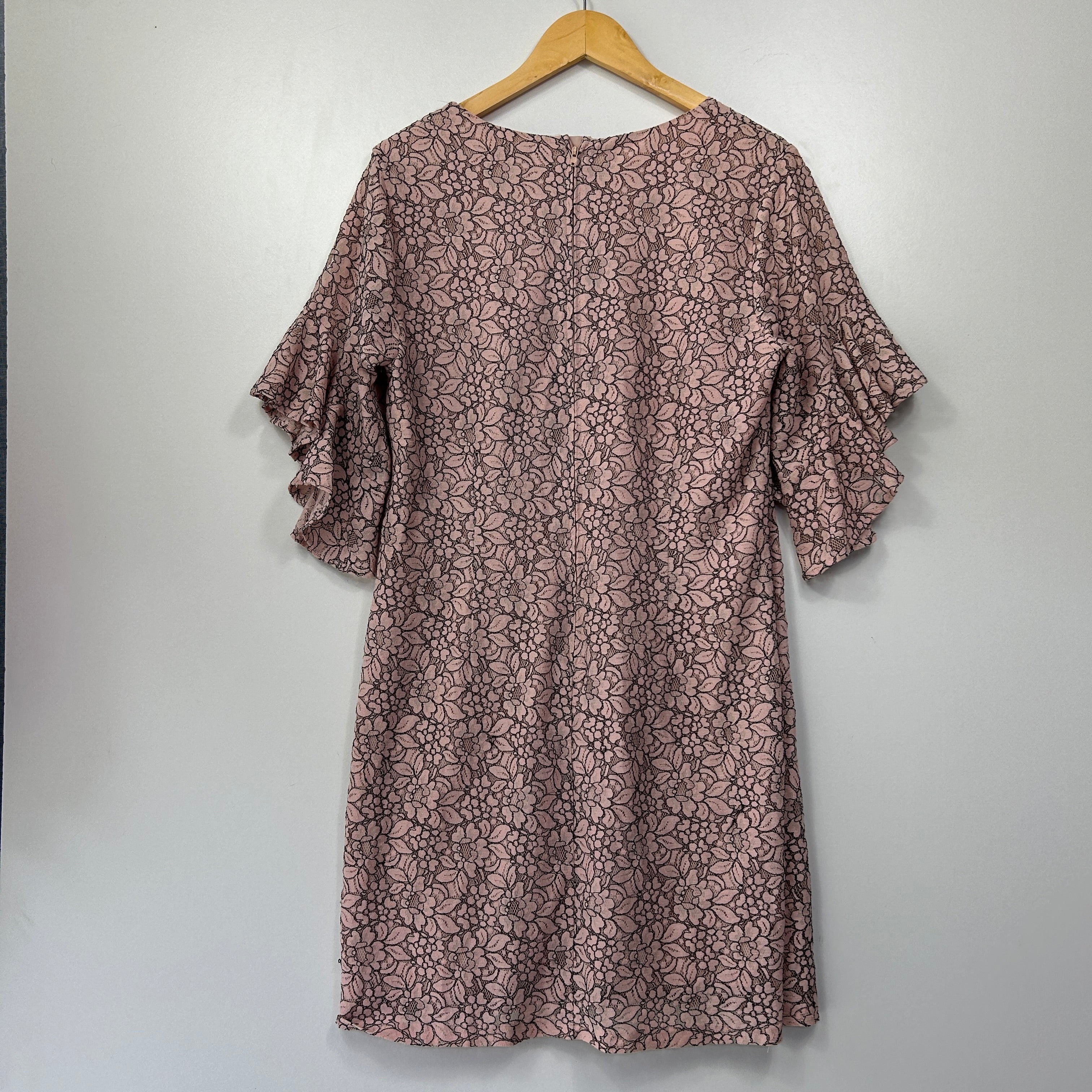 Preview Dusty Pink Floral Lace Overlay Cocktail Dress - Size 14 - Image 6
