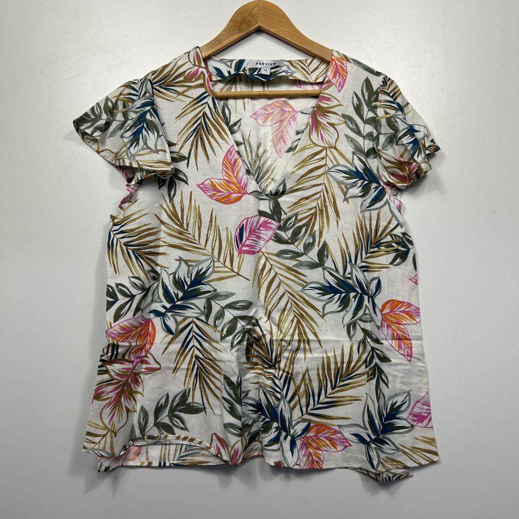 Preview Multicolour Linen Top - Size 16 - Image 4