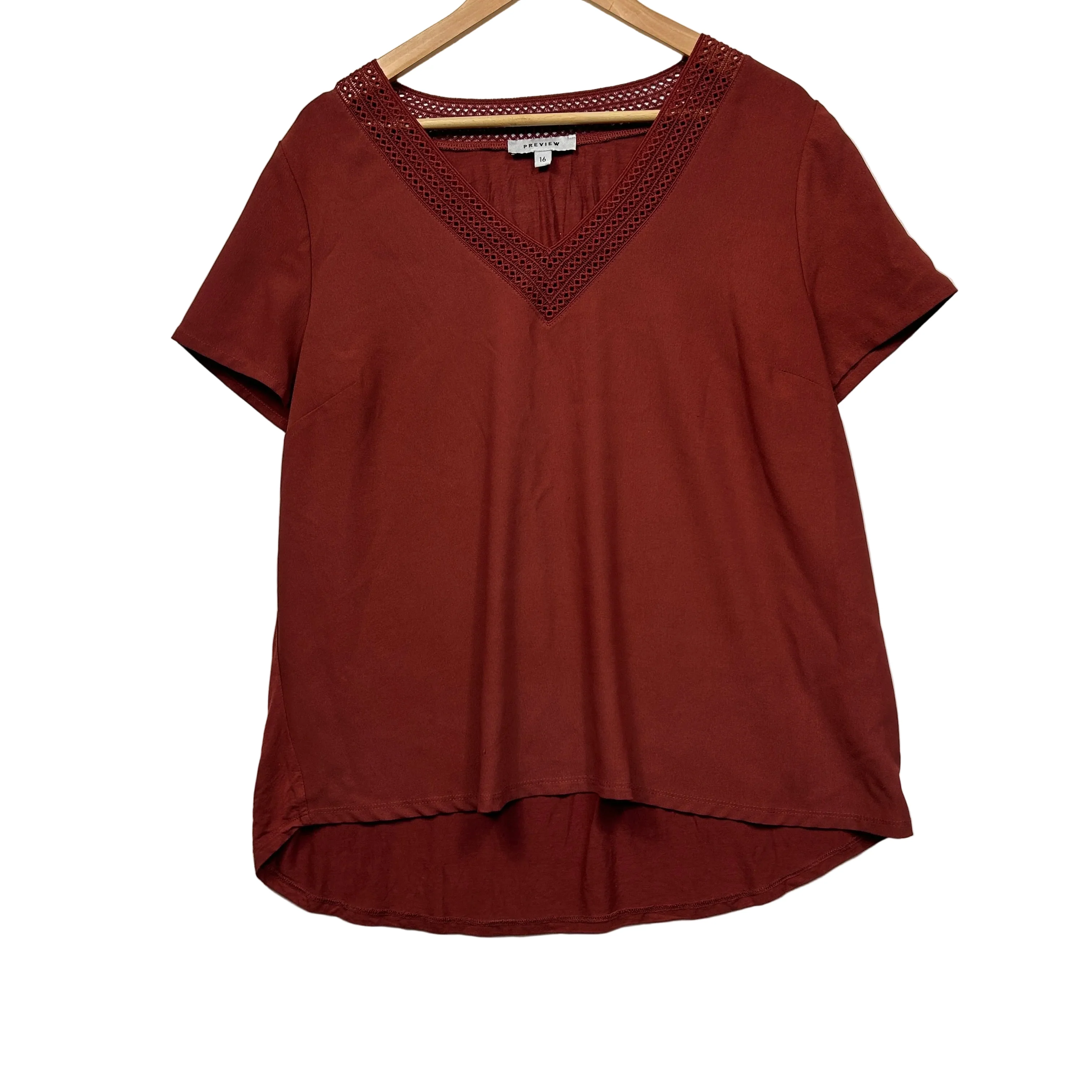 Preview Rust V-Neck Top - Size 16