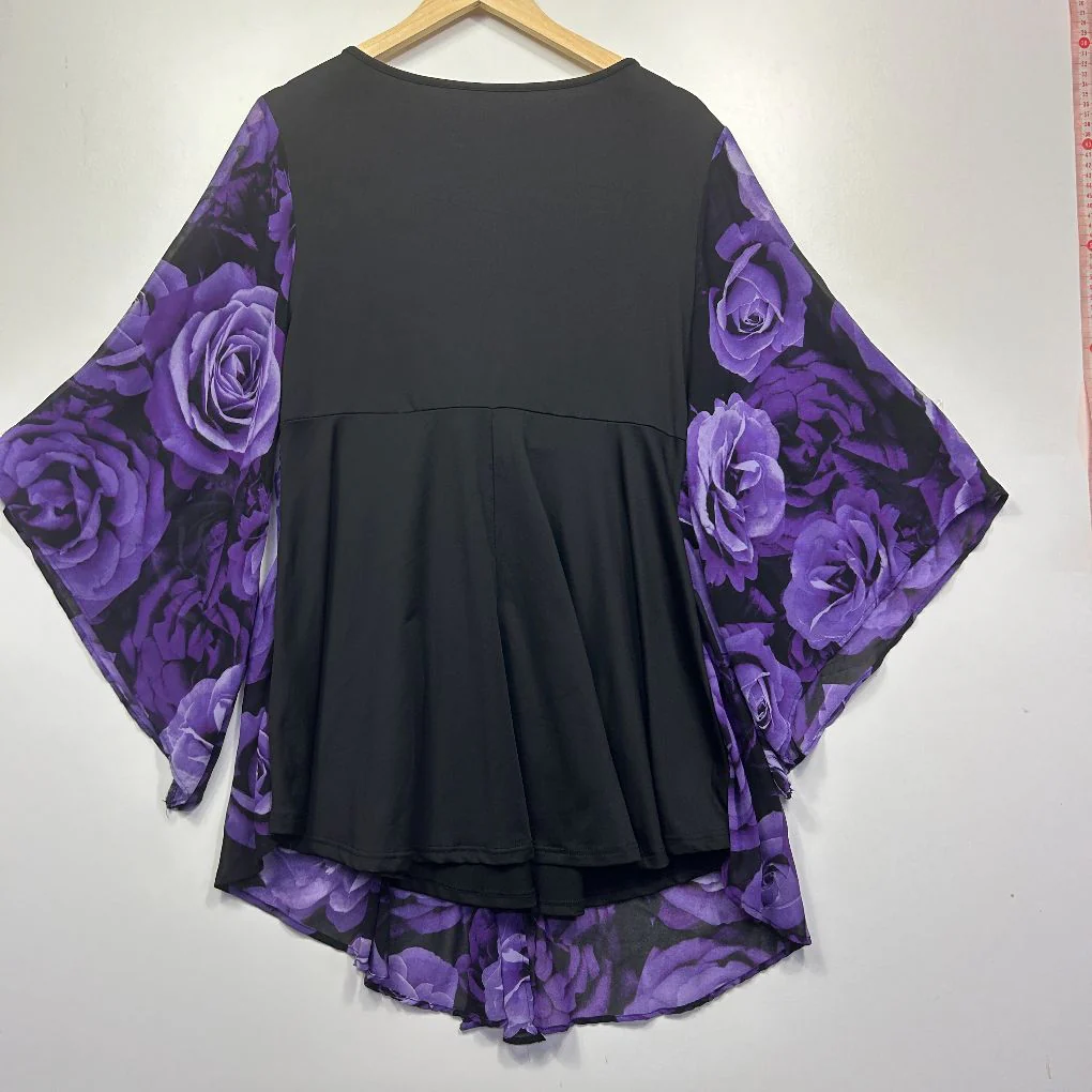Purple Rose Print Top - Size 1XL - Image 2