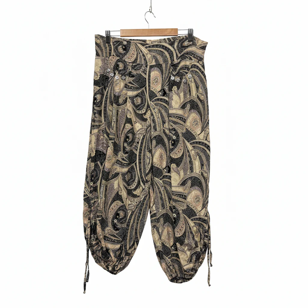 Quelque Multicoloured Paisley Print Cropped Pants - Size 16