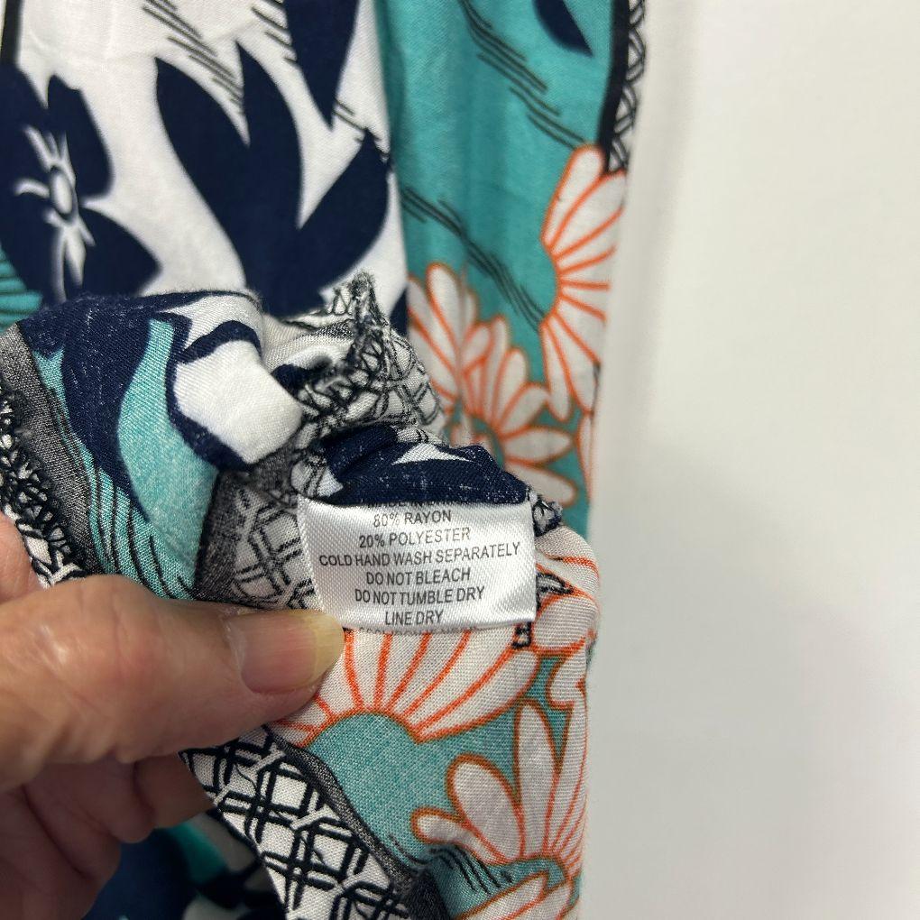 Quelque Teal Multicolour Floral Dress - Size 18 - Image 3