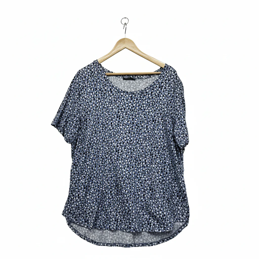 Regatta Curve Blue Grey Spotted Print Top - Size 20