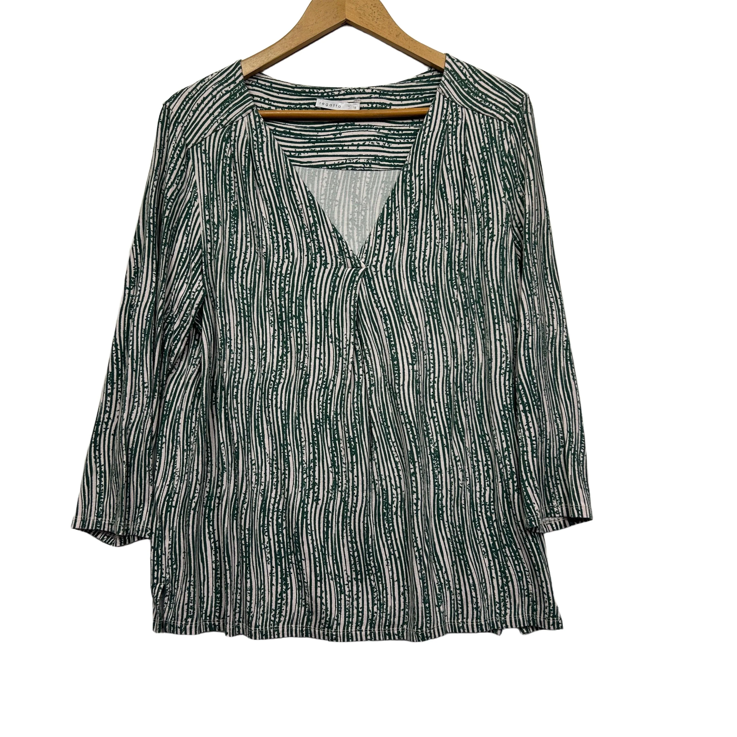 Regatta Green Striped Top - Size 16