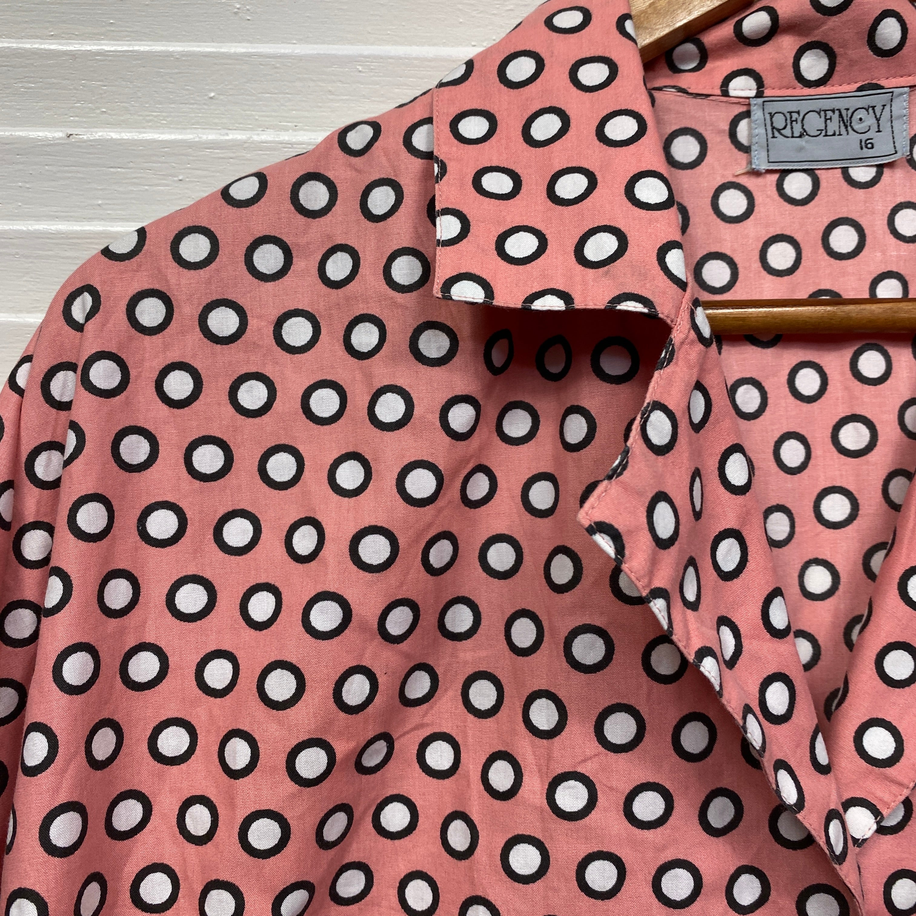 Vintage Regency Top Size 16 Pink Polka Dots Fitted - Image 3