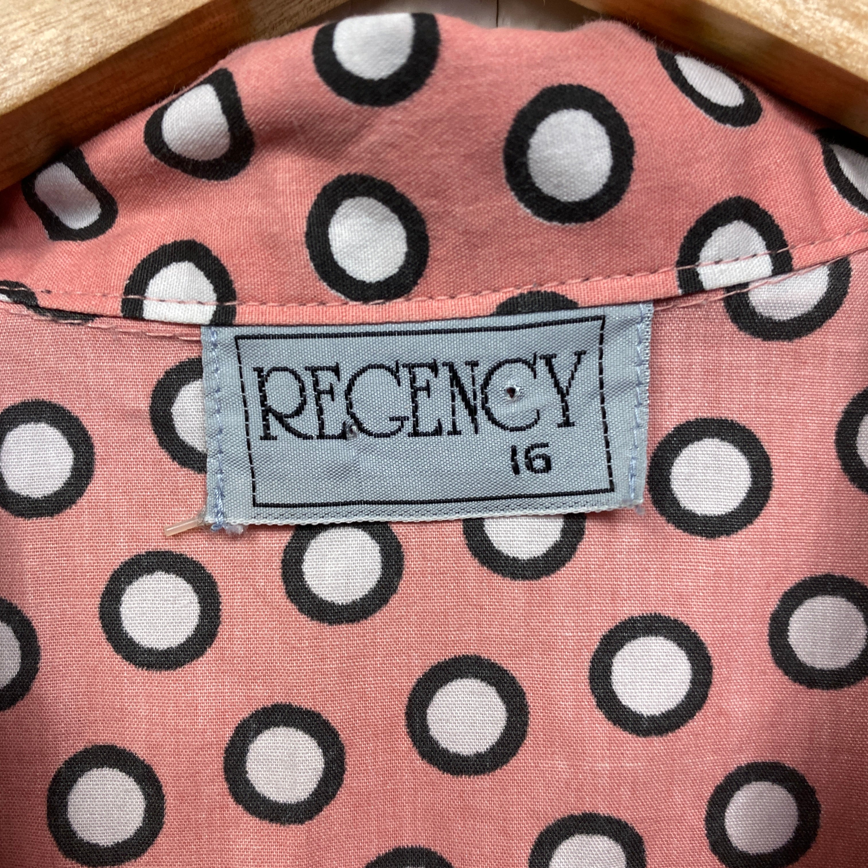 Vintage Regency Top Size 16 Pink Polka Dots Fitted - Image 4