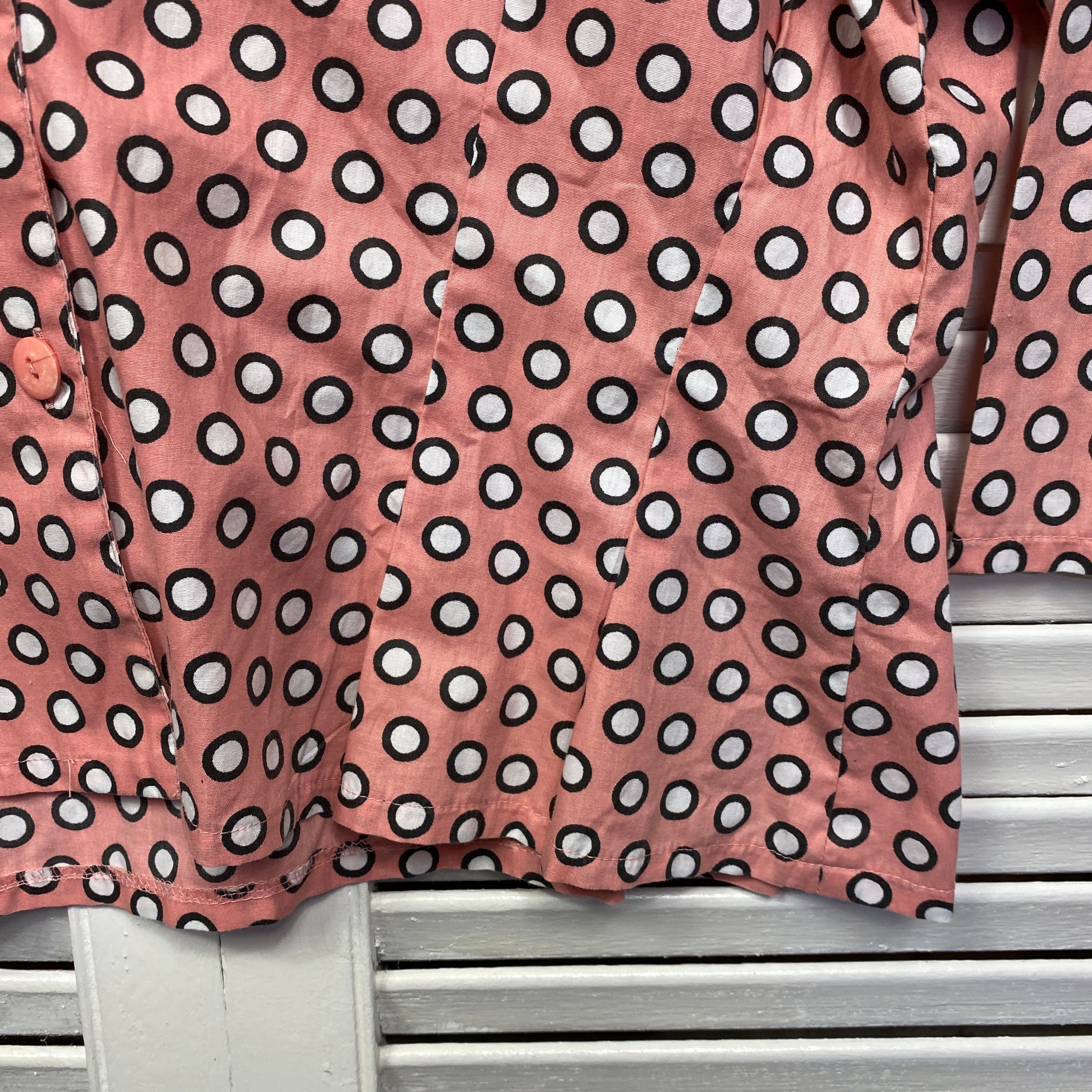 Vintage Regency Top Size 16 Pink Polka Dots Fitted - Image 5