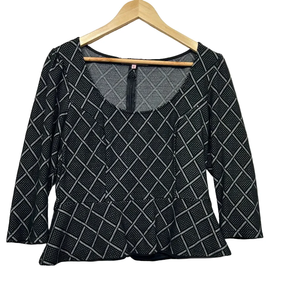 Review Black Diamond Check Peplum Top - Size 12