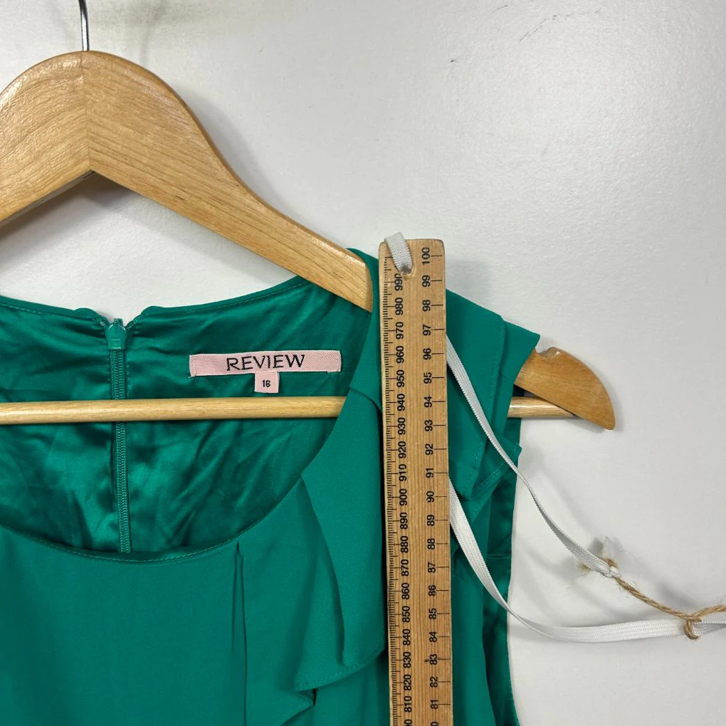 Review Green Sleeveless Dress - Size 16 - Image 6