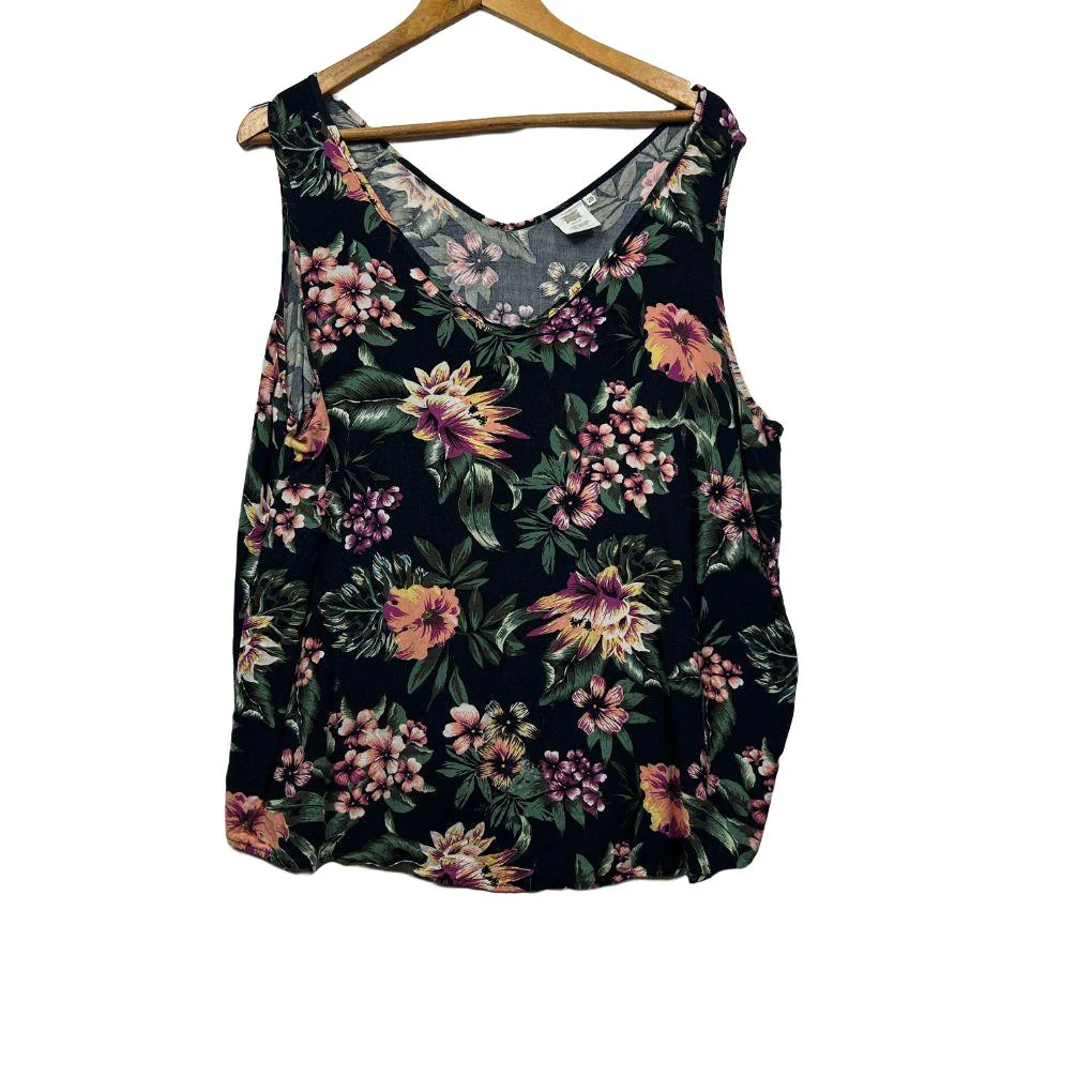 Rivers Black Floral Tank - Size 20