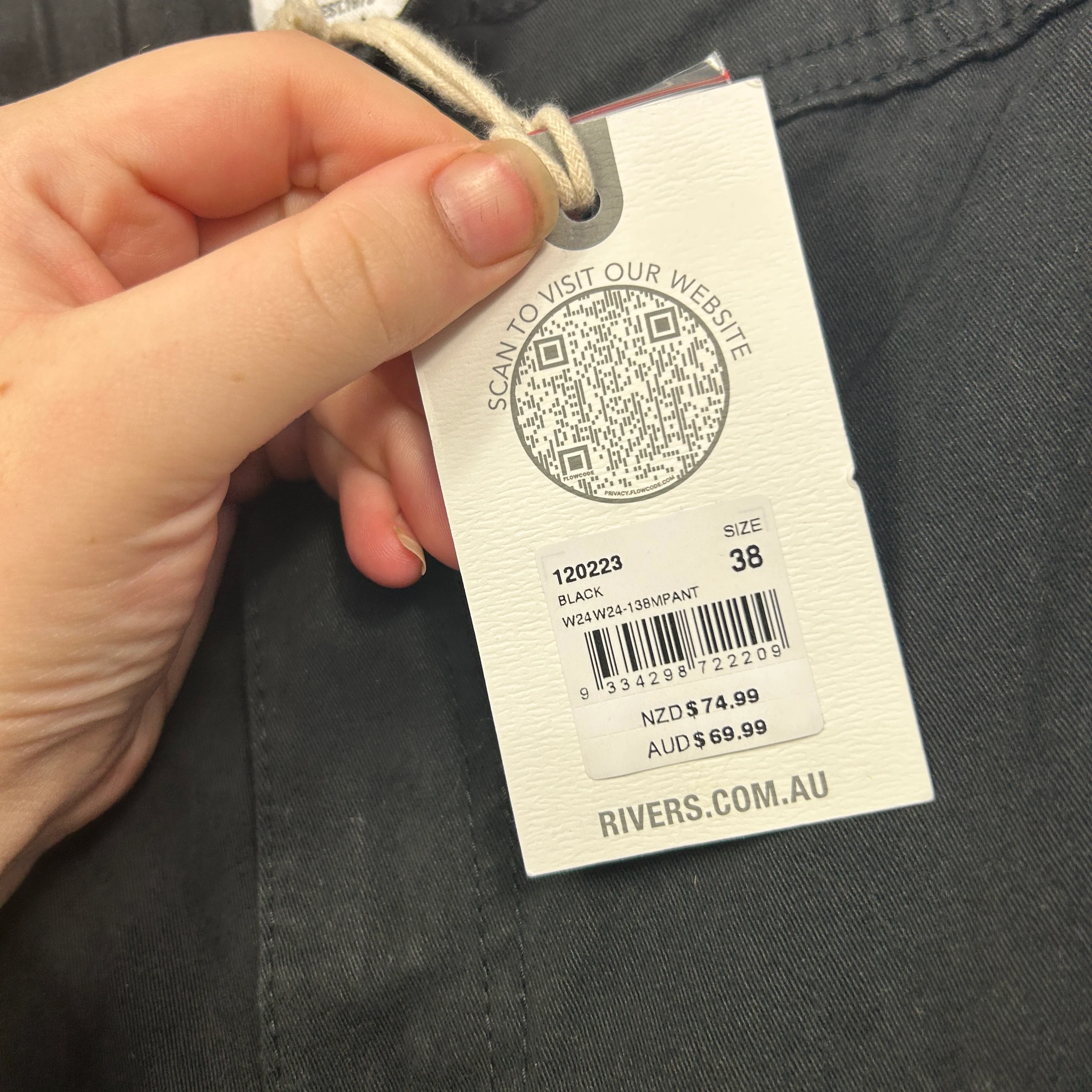 Rivers Black Mens Pants - Size 38 - Image 3