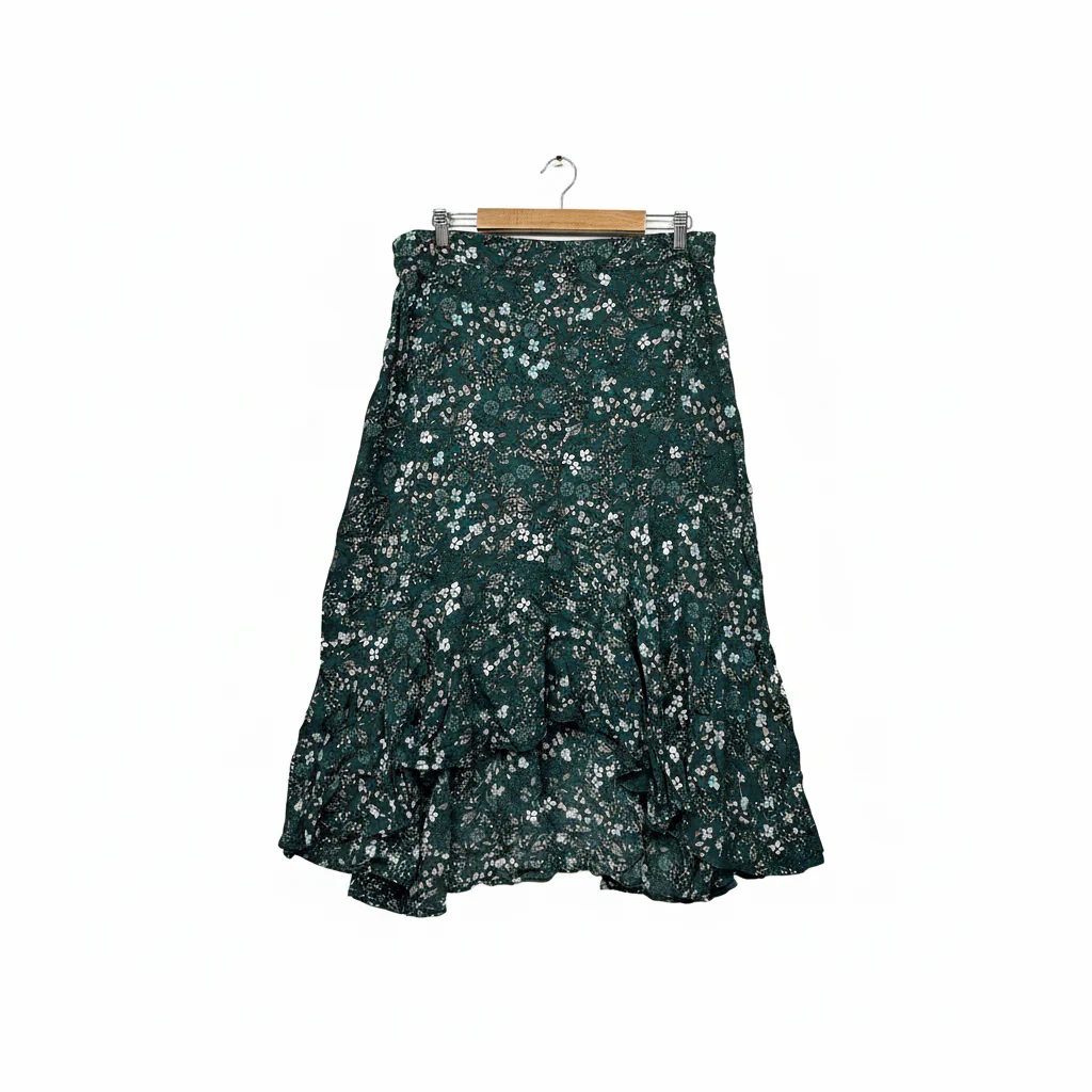 Rivers Green Floral Midi Boho Skirt - Size 16